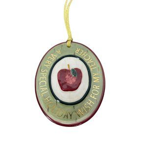 Folk Heart Winter Teacher Warm Wishes 2004 Kathy Killip Demdaco Ornament‎